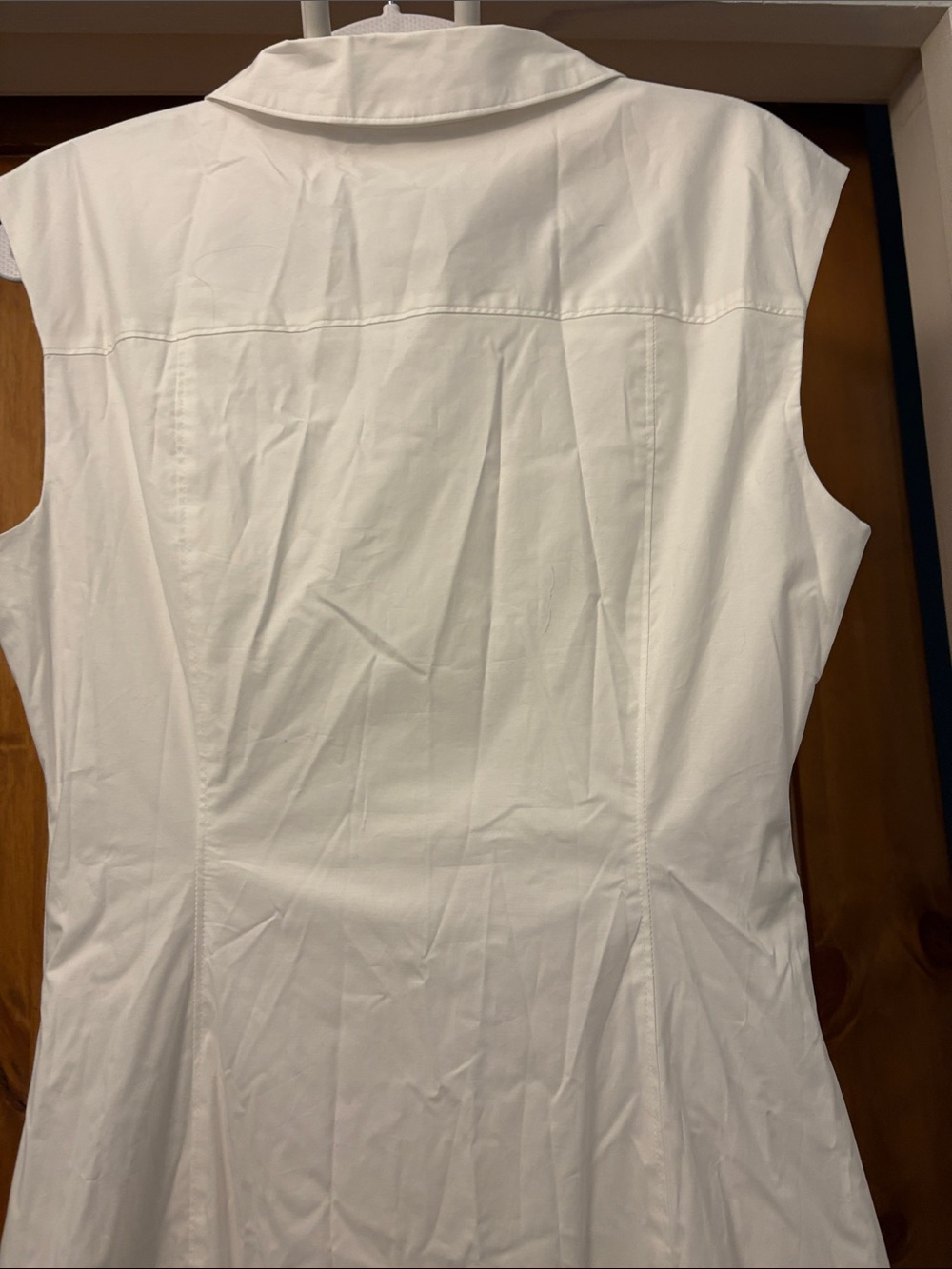 Derek Lam 10 Crosby Poplin Runched Midi Sleeveless Shirtdress Soft white SZ 8 - Picture 8 of 9